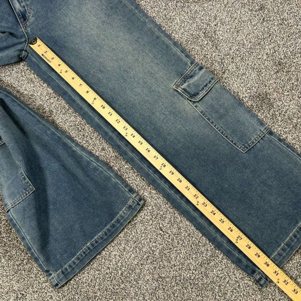 NEW Austin Landing Mid-rise Wide Leg Baggy Jeans Womens 5 Denim Cargo Pockets - Picture 16 of 16